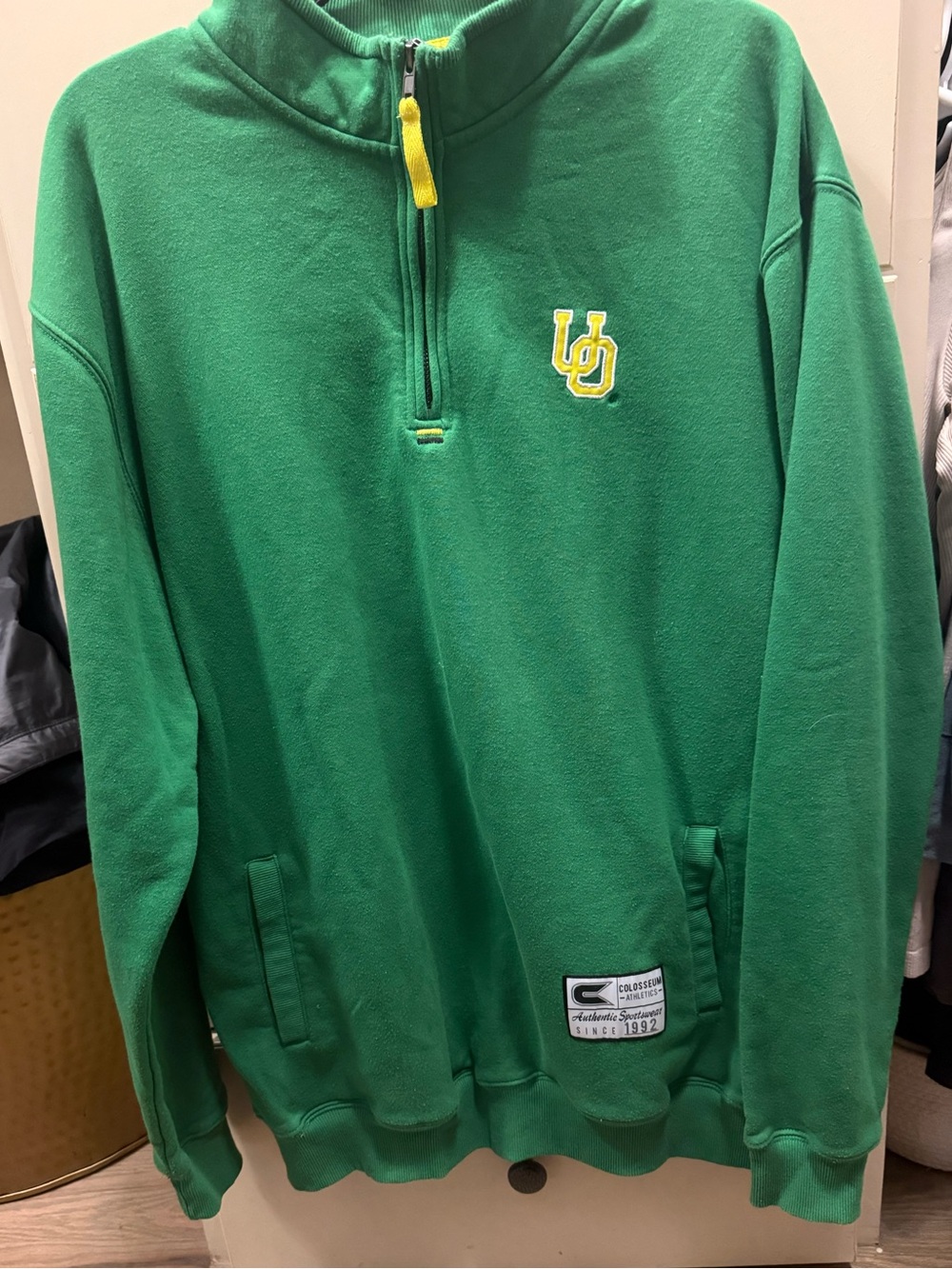 Colosseum Green Quarter-Zip Sweatshirt with Yellow Trim